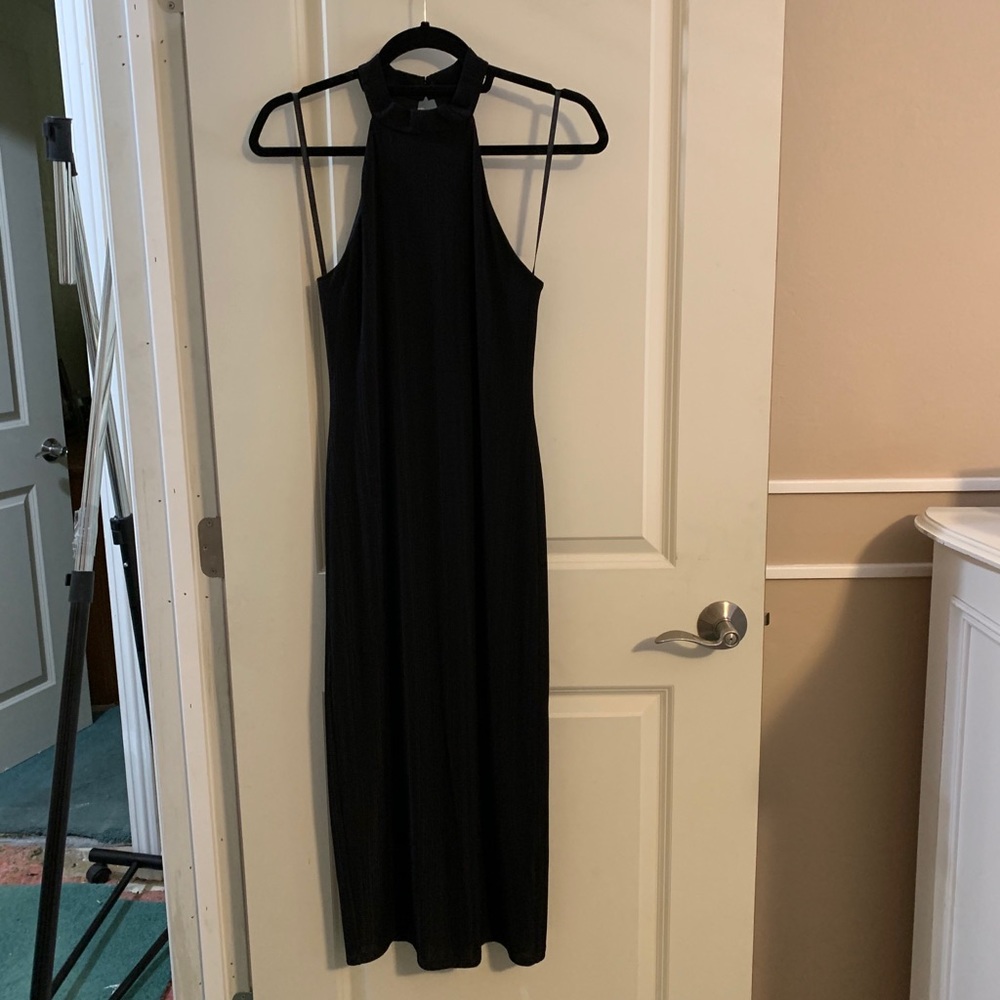 BCBGeneration Black Halter Midi Dress